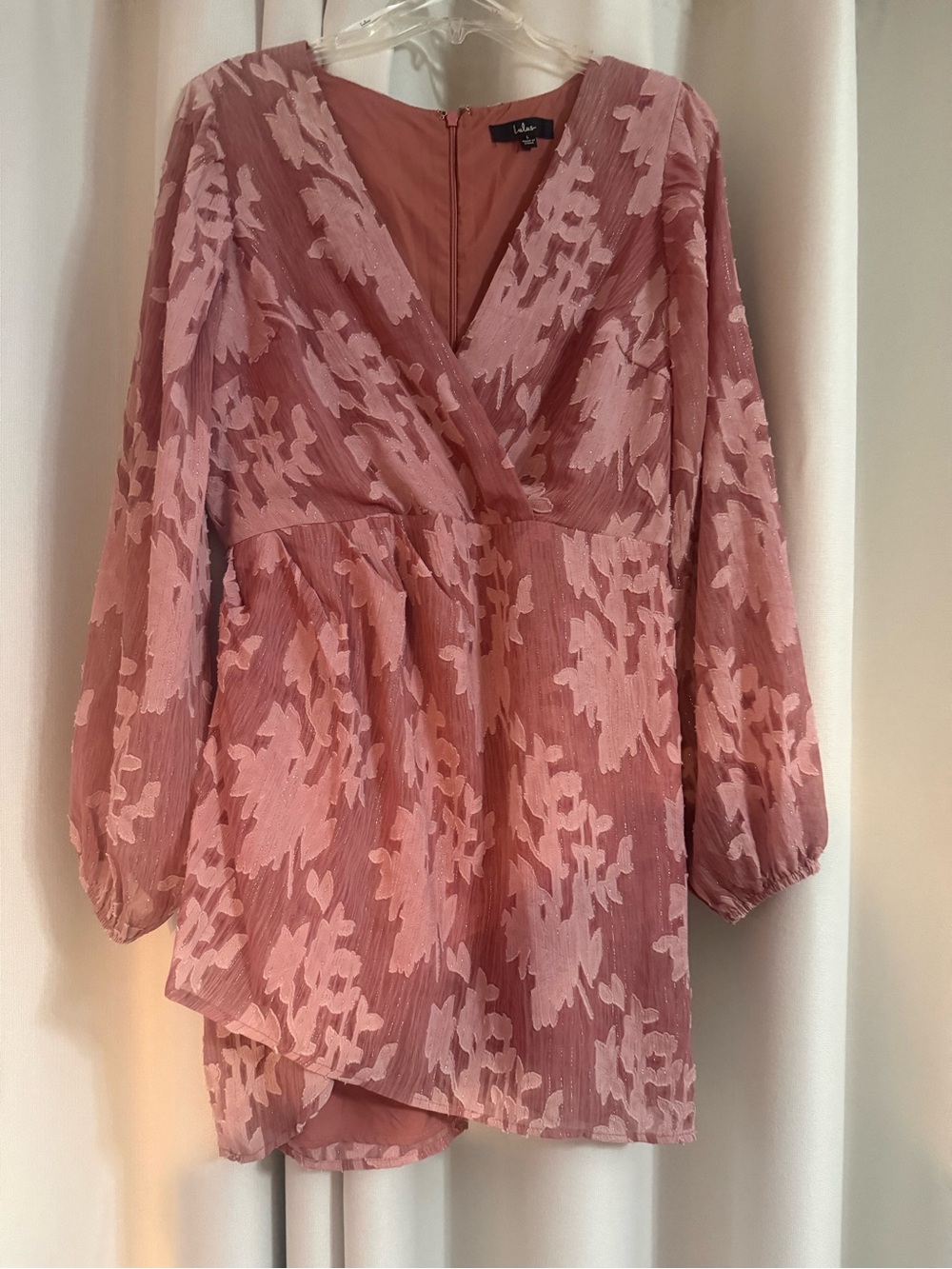 Lulu's Dusty Rose Floral Textured mini dress
